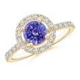 thumbnail image 1 of ANGARA Natural Floating Tanzanite Halo Ring with Diamond Accents in 14K Yellow Gold for Women (Size-6mm) | December Birthstone, Birthday, Anniversary, Jewelry Gift for Women | Natural Tanzanite Ring, 1 of 9