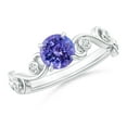 thumbnail image 1 of Angara Natural 0.9 Ct. Tanzanite with Diamond Side Stone Ring in 14K White Gold for Women (Ring Size: 3), 1 of 9