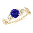 thumbnail image 1 of ANGARA Natural Tanzanite and Diamond Ivy Scroll Engagement Ring in 14K Yellow Gold for Women (Size-6mm) | December Birthstone, Birthday, Anniversary, Jewelry Gift for Women | Natural Tanzanite Ring, 1 of 8