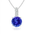 thumbnail image 1 of ANGARA Natural Solitaire Round Tanzanite Pendant with Diamond Bale in 925 Sterling Silver for Women (Size-6mm) | December Birthstone, Anniversary, Jewelry Gift for Women | Natural Tanzanite Necklace, 1 of 7