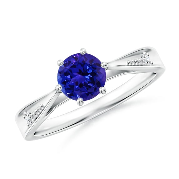 Angara Natural 0.9 Ct. Tanzanite with Diamond Solitaire Ring in 14K White Gold for Women (Ring Size: 11.5)
