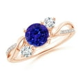 thumbnail image 1 of ANGARA Natural Tanzanite and Diamond Twisted Vine Ring in 14K Rose Gold for Women (Size-6mm) | December Birthstone, Birthday, Anniversary, Jewelry Gift for Women | Natural Tanzanite Ring, 1 of 10