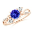 thumbnail image 1 of ANGARA Natural Tanzanite and Diamond Twisted Vine Ring in 14K Rose Gold for Women (Size-6mm) | December Birthstone, Birthday, Anniversary, Jewelry Gift for Women | Natural Tanzanite Ring, 1 of 10
