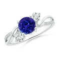 thumbnail image 1 of ANGARA Natural Tanzanite and Diamond Twisted Vine Ring in 14K White Gold for Women (Size-6mm) | December Birthstone, Birthday, Anniversary, Jewelry Gift for Women | Natural Tanzanite Ring, 1 of 10