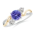 thumbnail image 1 of ANGARA Natural Tanzanite and Diamond Twisted Vine Ring in 14K White & Yellow Gold for Women (Size-6mm) | December Birthstone, Birthday, Anniversary, Jewelry Gift for Women | Natural Tanzanite Ring, 1 of 10