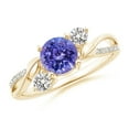 thumbnail image 1 of ANGARA Natural Tanzanite and Diamond Twisted Vine Ring in 14K Yellow Gold for Women (Size-6mm) | December Birthstone, Birthday, Anniversary, Jewelry Gift for Women | Natural Tanzanite Ring, 1 of 10