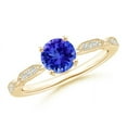 thumbnail image 1 of ANGARA Natural Classic Round Tanzanite Solitaire Ring with Diamond Accents in 14K Yellow Gold for Women (Size-6mm) | December Birthstone, Anniversary, Jewelry Gift for Women | Natural Tanzanite Ring, 1 of 7