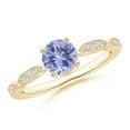 thumbnail image 1 of ANGARA Natural Classic Round Tanzanite Solitaire Ring with Diamond Accents in 14K Yellow Gold for Women (Size-6mm) | December Birthstone, Anniversary, Jewelry Gift for Women | Natural Tanzanite Ring, 1 of 8