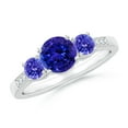 thumbnail image 1 of Angara Natural 0.9 Ct. Tanzanite with Tanzanite Classic Ring in 14K White Gold for Women (Ring Size: 3), 1 of 9