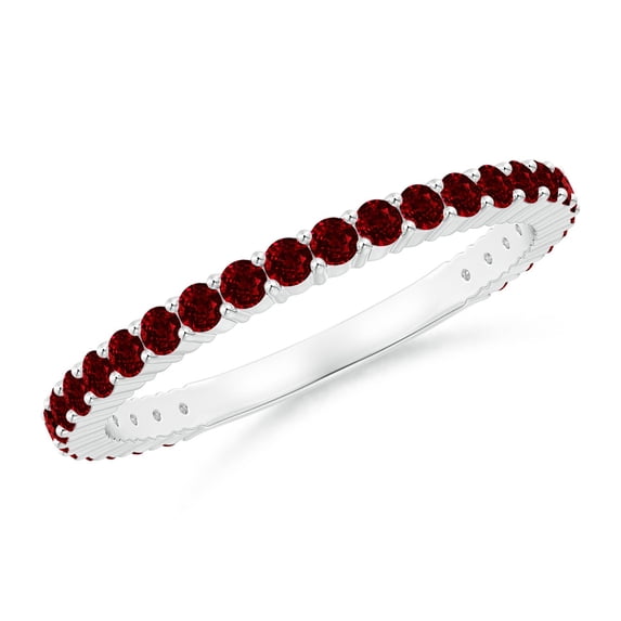 ANGARA Natural Prong Set Round Ruby Eternity Wedding Ring in 14K White Gold for Women (Size-1.6mm) | July Birthstone, Birthday, Anniversary, Jewelry Gift for Women | Natural Ruby Ring
