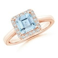 thumbnail image 1 of ANGARA Natural Classic Square Aquamarine Halo Ring in 14K Rose Gold for Women (Size-6mm) | March Birthstone, Birthday, Anniversary, Jewelry Gift for Women | Natural Aquamarine Ring, 1 of 8