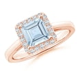 thumbnail image 1 of ANGARA Natural Classic Square Aquamarine Halo Ring in 14K Rose Gold for Women (Size-6mm) | March Birthstone, Birthday, Anniversary, Jewelry Gift for Women | Natural Aquamarine Ring, 1 of 8