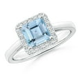 thumbnail image 1 of ANGARA Natural Classic Square Aquamarine Halo Ring in 14K White Gold for Women (Size-6mm) | March Birthstone, Birthday, Anniversary, Jewelry Gift for Women | Natural Aquamarine Ring, 1 of 9