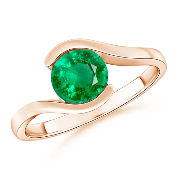 Angara Natural 0.95 Ct. Emerald Solitaire Ring in 14K Rose Gold for Women (Ring Size: 3.5)