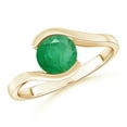 thumbnail image 1 of ANGARA Natural Semi Bezel-Set Solitaire Round Emerald Bypass Engagement Ring in 14K Yellow Gold for Women (Size-6.5mm) | May Birthstone, Anniversary, Jewelry Gift for Women | Natural Emerald Ring, 1 of 10
