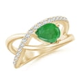 thumbnail image 1 of Angara Natural 0.95 Ct. Emerald with Diamond Solitaire Ring in 14K Yellow Gold for Women (Ring Size: 11.5), 1 of 9