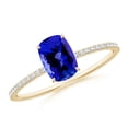 thumbnail image 1 of ANGARA Natural Thin Shank Cushion Cut Tanzanite Ring With Diamond Accents in 14K Yellow Gold for Women (Size-7x5mm) | December Birthstone, Anniversary, Jewelry Gift for Women | Natural Tanzanite Ring, 1 of 9