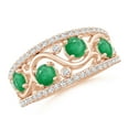 thumbnail image 1 of ANGARA Natural Nature Inspired Round Emerald & Diamond Filigree Ring in 14K Rose Gold for Women (Size-4mm) | May Birthstone, Birthday, Anniversary, Jewelry Gift for Women | Natural Emerald Ring, 1 of 9