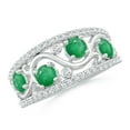 thumbnail image 1 of Angara Natural 0.96 Ct. Emerald with Diamond Non Eternity Wedding Band in 14K White Gold for Women (Ring Size: 12), 1 of 9