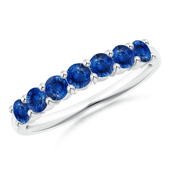 ANGARA Natural Half Eternity Seven Stone Sapphire Wedding Ring in 14K White Gold for Women (Size-3mm) | September Birthstone, Anniversary, Jewelry Gift for Women | Natural Blue Sapphire Ring
