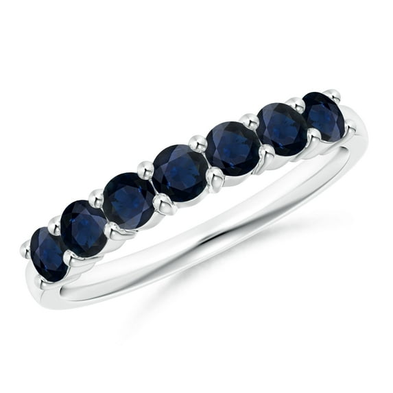 ANGARA Natural Half Eternity Seven Stone Sapphire Wedding Ring in 925 Sterling Silver for Women (Size-3mm) | September Birthstone, Anniversary, Jewelry Gift for Women | Natural Blue Sapphire Ring