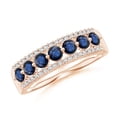 thumbnail image 1 of ANGARA Natural Floating Blue Sapphire Half Eternity Ring with Diamonds in 14K Rose Gold for Women (Size-3mm) | September Birthstone, Anniversary, Jewelry Gift for Women | Natural Blue Sapphire Ring, 1 of 9