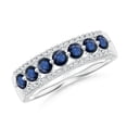 thumbnail image 1 of ANGARA Natural Floating Blue Sapphire Half Eternity Ring with Diamonds in 14K White Gold for Women (Size-3mm) | September Birthstone, Anniversary, Jewelry Gift for Women | Natural Blue Sapphire Ring, 1 of 10