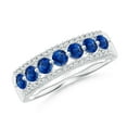 thumbnail image 1 of ANGARA Natural Floating Blue Sapphire Half Eternity Ring with Diamonds in 14K White Gold for Women (Size-3mm) | September Birthstone, Anniversary, Jewelry Gift for Women | Natural Blue Sapphire Ring, 1 of 9