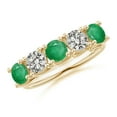 thumbnail image 1 of ANGARA Natural Half Eternity 5 Stone 1.05 ct Emerald and Diamond Wedding Band in 14K Yellow Gold for Women (Size-4.5mm) | May Birthstone, Anniversary, Jewelry Gift for Women | Natural Emerald Ring, 1 of 9