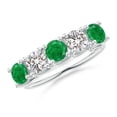 thumbnail image 1 of ANGARA Natural Half Eternity 5 Stone 1.05 ct Emerald & Diamond Wedding Band in 925 Sterling Silver for Women (Size-4.5mm) | May Birthstone, Anniversary, Jewelry Gift for Women | Natural Emerald Ring, 1 of 10