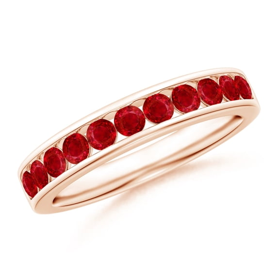 ANGARA Natural Channel Set Half Eternity Ruby Wedding Ring in 14K Rose Gold for Women (Size-2.5mm) | July Birthstone, Birthday, Anniversary, Jewelry Gift for Women | Natural Ruby Ring