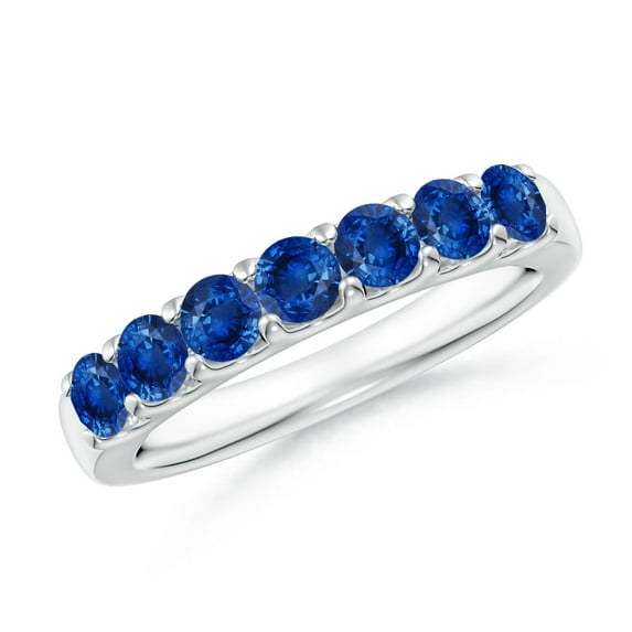 ANGARA Natural 1.05 Ct Half Eternity Sapphire Wedding Band in 14K White Gold for Women (Size-3.1mm) | September Birthstone, Anniversary, Jewelry Gift for Women | Natural Sapphire Ring