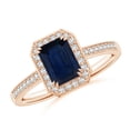 thumbnail image 1 of ANGARA Natural 1.05 ct Blue Sapphire Engagement Ring with Diamond Halo in 14K Rose Gold for Women (Size-7x5mm) | September Birthstone, Anniversary, Jewelry Gift for Women | Natural Sapphire Ring, 1 of 9