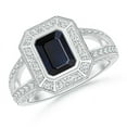 thumbnail image 1 of Angara Natural 1.05 Ct. Blue Sapphire with Diamond Halo Ring in 14K White Gold for Women (Ring Size: 12), 1 of 8