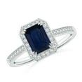 thumbnail image 1 of Angara Natural 1.05 Ct. Blue Sapphire with Diamond Halo Ring in 14K White Gold for Women (Ring Size: 12), 1 of 9