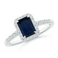 thumbnail image 1 of ANGARA Natural 1.05 ct Blue Sapphire Engagement Ring with Diamond Halo in 14K White Gold for Women (Size-7x5mm) | September Birthstone, Anniversary, Jewelry Gift for Women | Natural Sapphire Ring, 1 of 8