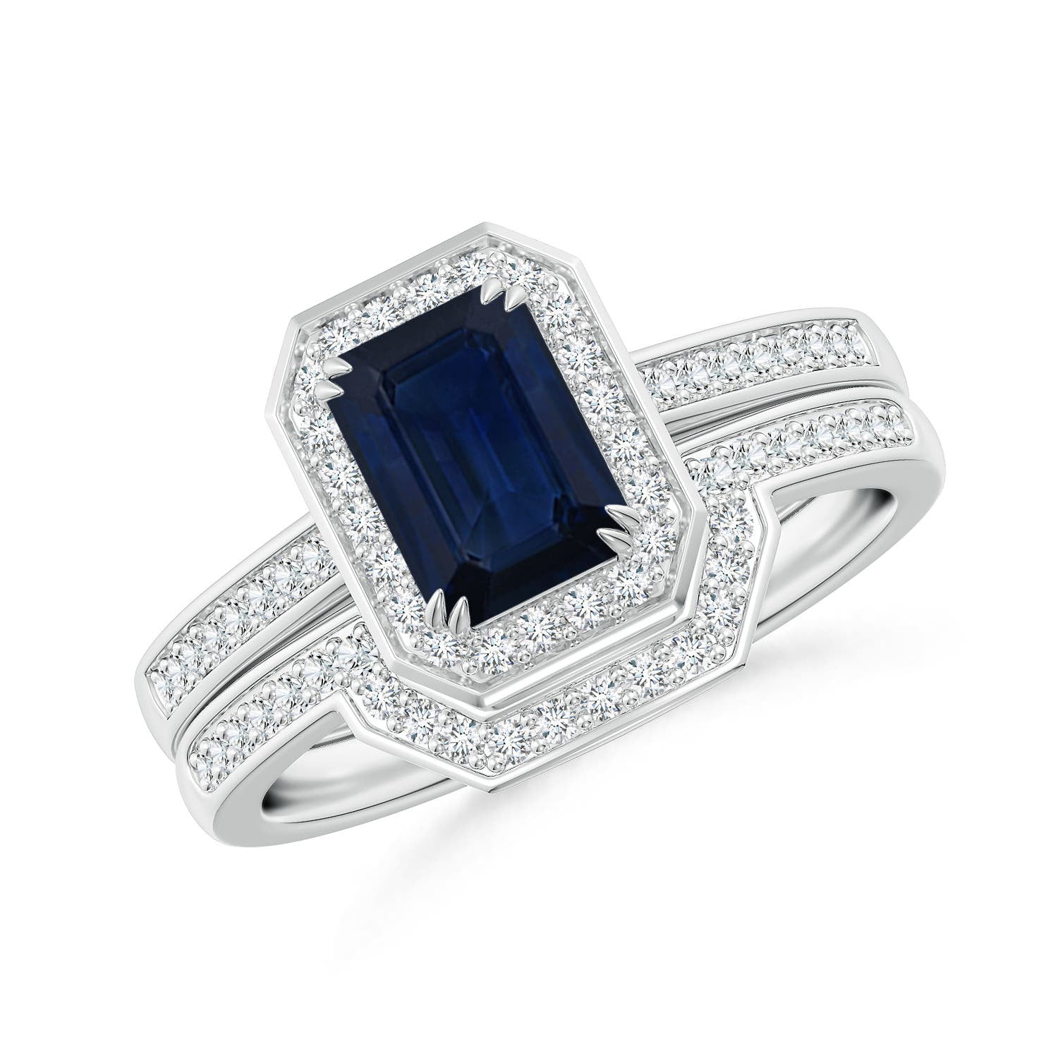 ANGARA Natural 1.05 Ct Sapphire Bridal Set with Diamond Accents in 14K ANGARA Natural 1.05 Ct Sapphire Bridal Set with Diamond Accents in 14K