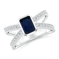thumbnail image 1 of ANGARA Natural 1.05 ct Blue Sapphire Criss Cross Solitaire Ring in 14K White Gold for Women (Size-7x5mm) | September Birthstone, Anniversary, Jewelry Gift for Women | Natural Sapphire Ring, 1 of 9