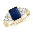 thumbnail image 1 of Angara Natural 1.05 Ct. Blue Sapphire with Diamond Side Stones Ring in 14K Yellow Gold for Women (Ring Size: 12), 1 of 9