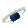 thumbnail image 1 of ANGARA Natural 1.05 ct Blue Sapphire Solitaire Ring with Diamonds in 925 Sterling Silver for Women (Size-7x5mm) | September Birthstone, Anniversary, Jewelry Gift for Women | Natural Sapphire Ring, 1 of 10