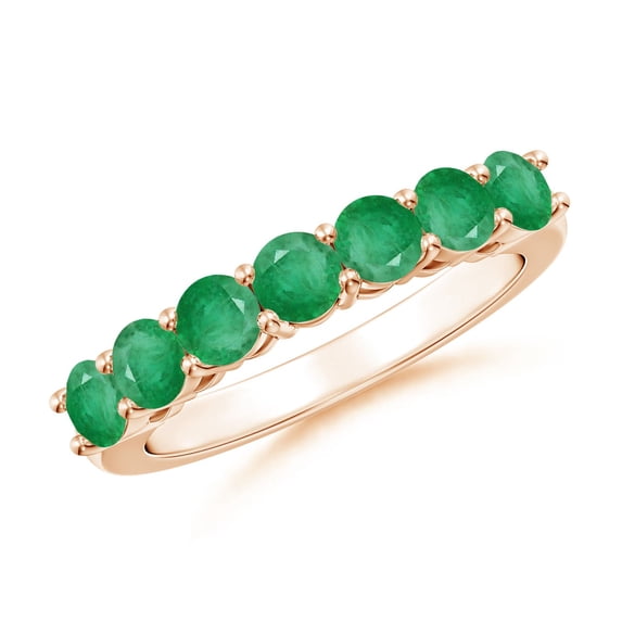ANGARA Natural Half Eternity Seven Stone 1.05 ct Emerald Wedding Band in 14K Rose Gold for Women (Size-3.5mm) | May Birthstone, Birthday, Anniversary, Jewelry Gift for Women | Natural Emerald Ring
