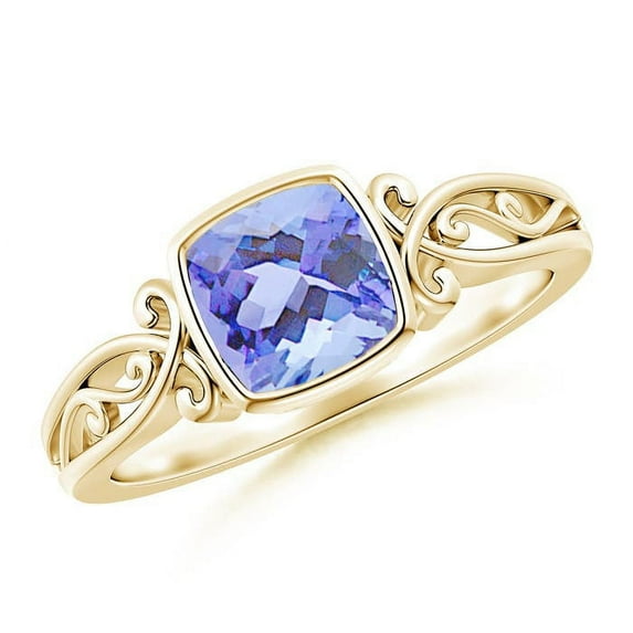 Angara Natural 1.05 Ct. Tanzanite Solitaire Ring in 14K Yellow Gold for Women (Ring Size: 11.5)