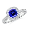 thumbnail image 1 of ANGARA Natural Cushion 1.05 ct Tanzanite Engagement Ring with Diamonds in 14K White Gold for Women (Size-6mm) | December Birthstone, Anniversary, Jewelry Gift for Women | Natural Tanzanite Ring, 1 of 9