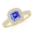 thumbnail image 1 of ANGARA Natural Cushion 1.05 ct Tanzanite Engagement Ring with Diamonds in 14K Yellow Gold for Women (Size-6mm) | December Birthstone, Anniversary, Jewelry Gift for Women | Natural Tanzanite Ring, 1 of 8