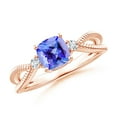 thumbnail image 1 of ANGARA Natural Cushion 1.05 ct Tanzanite Split Shank Ring with Rope Detailing in 14K Rose Gold for Women (Size-6mm) | December Birthstone, Anniversary, Jewelry Gift for Women | Natural Tanzanite Ring, 1 of 9