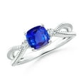 thumbnail image 1 of ANGARA Natural Cushion 1.05 ct Tanzanite Split Shank Ring with Rope Detailing in 14K White Gold for Women (Size-6mm) | December Birthstone, Anniversary Jewelry Gift for Women | Natural Tanzanite Ring, 1 of 8