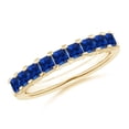 thumbnail image 1 of ANGARA Natural Square 1.08 ct Blue Sapphire Semi Eternity Wedding Ring in 14K Yellow Gold for Women (Size-2.6mm) | September Birthstone, Anniversary, Jewelry Gift for Women | Natural Sapphire Ring, 1 of 1