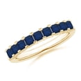 thumbnail image 1 of ANGARA Natural Square 1.08 ct Blue Sapphire Semi Eternity Wedding Ring in 14K Yellow Gold for Women (Size-2.6mm) | September Birthstone, Anniversary, Jewelry Gift for Women | Natural Sapphire Ring, 1 of 1