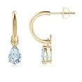thumbnail image 1 of ANGARA Natural 1.1 ct Aquamarine Drop Earrings with Screw Back in 14K Yellow Gold for Women (Size-7x5mm) | March Birthstone, Anniversary, Jewelry Gift for Women | Natural Aquamarine Earrings, 1 of 7