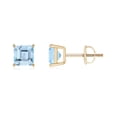thumbnail image 1 of ANGARA Natural Classic Basket-Set Square 1.1 ct Aquamarine Stud Earrings in 14K Yellow Gold for Women (Size-5mm) | March Birthstone, Anniversary, Jewelry Gift for Women | Natural Aquamarine Earrings, 1 of 7